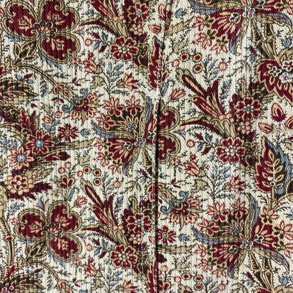 Cambridge Dry Goods Corduroy Vest Womens Large Tan Red Floral Faux Fur Button Up - Picture 10 of 10